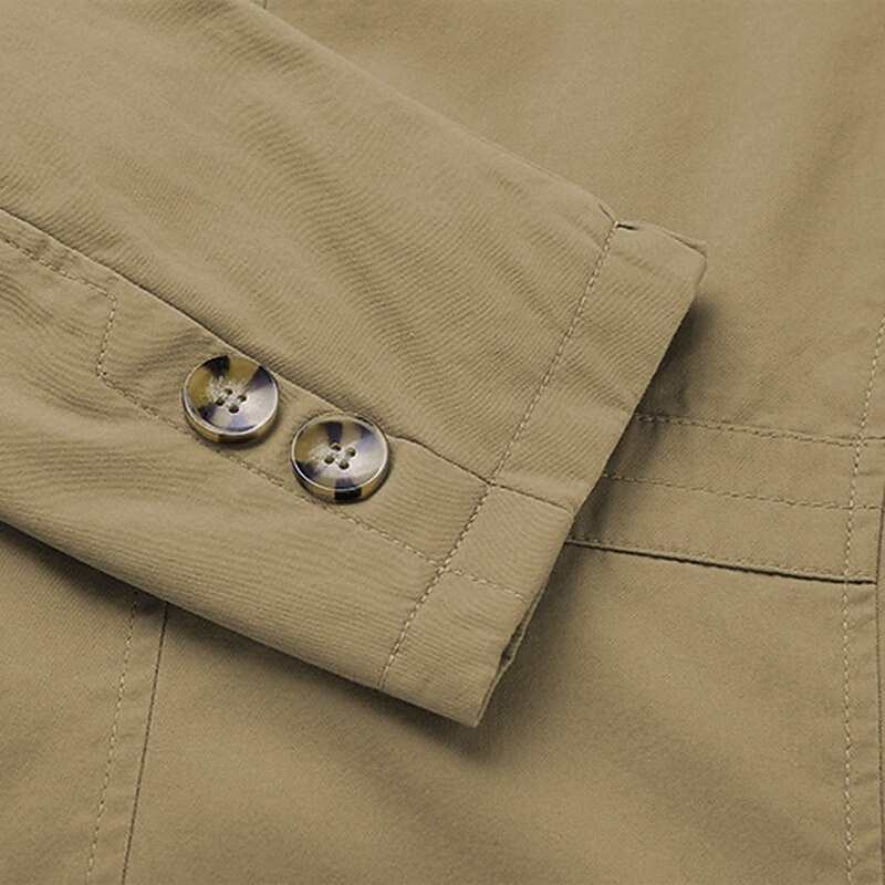 Men's Chore Jacket Daily Wear Vacation Durable Zipper Pocket Fall Winter Solid / Plain Color Comfort Leisure Lapel Regular Black Green khaki Jacket4