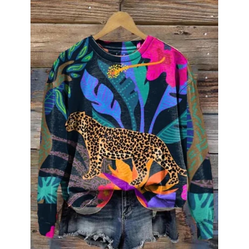 Women's Sweatshirt Pullover Graphic Casual Sports Print Active Sportswear Round Neck Long Sleeve Top Micro-elastic Fall & Winter Comfrt Breathable Soft Fabric3