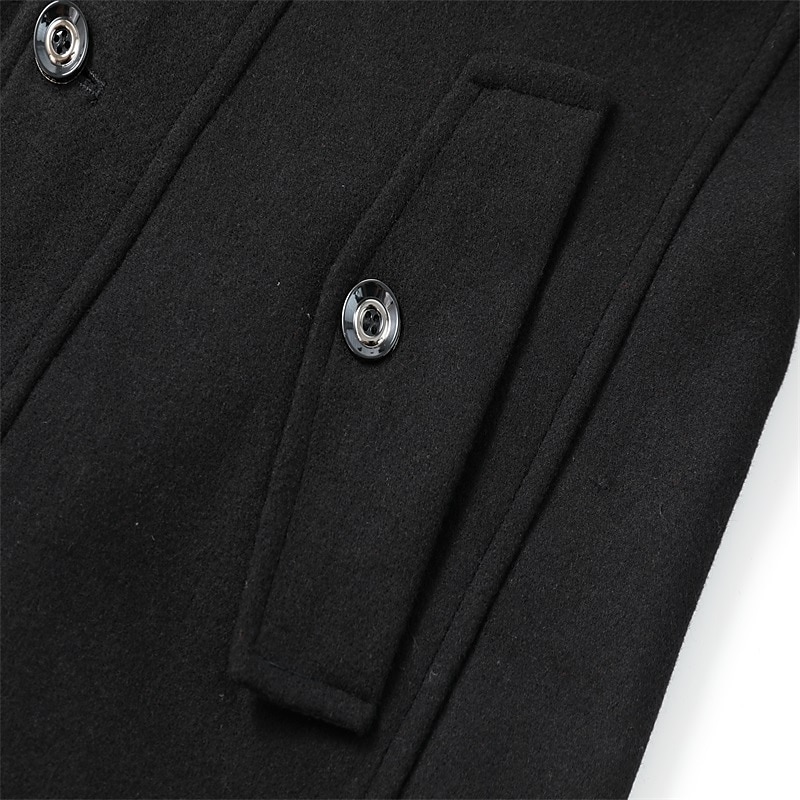 Men's Winter Coat Wool Coat Overcoat Business Casual Winter 30% Wool Windproof Warm Outerwear Clothing Apparel Chic & Modern Solid Colored Rolled collar4