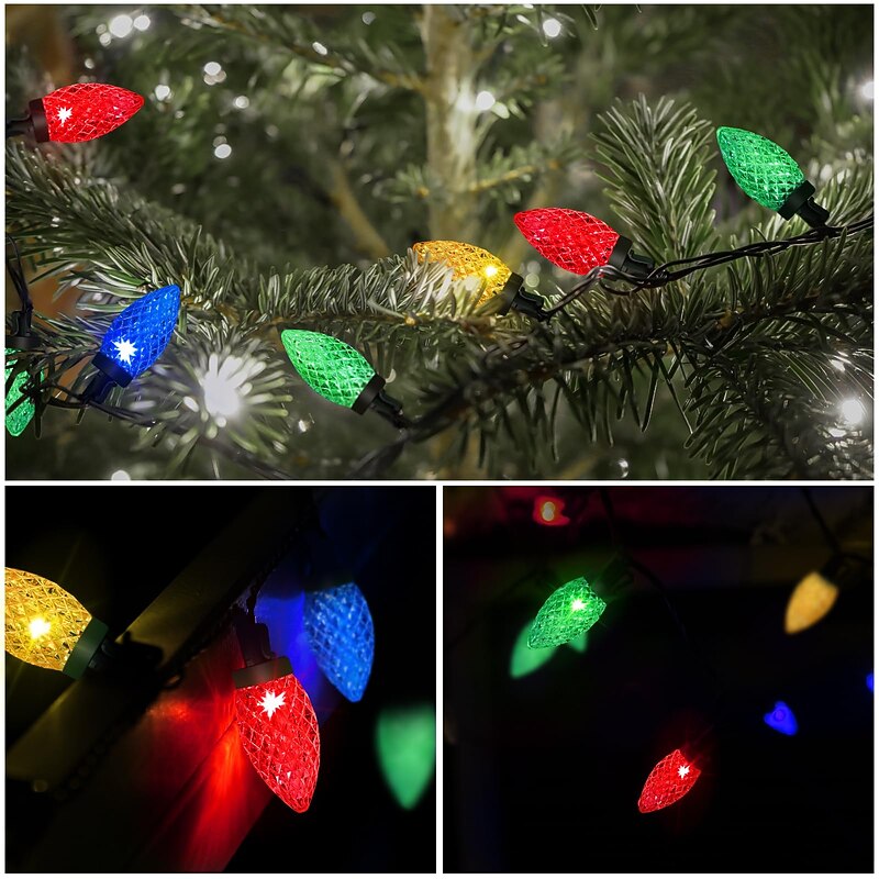 Christmas Lights 16.4 Ft 50 LED C6 Christmas Lights 5M with Timing Function Waterproof and Connectable Plug for Home Party Garden Decor Outdoor Christmas Decorations2