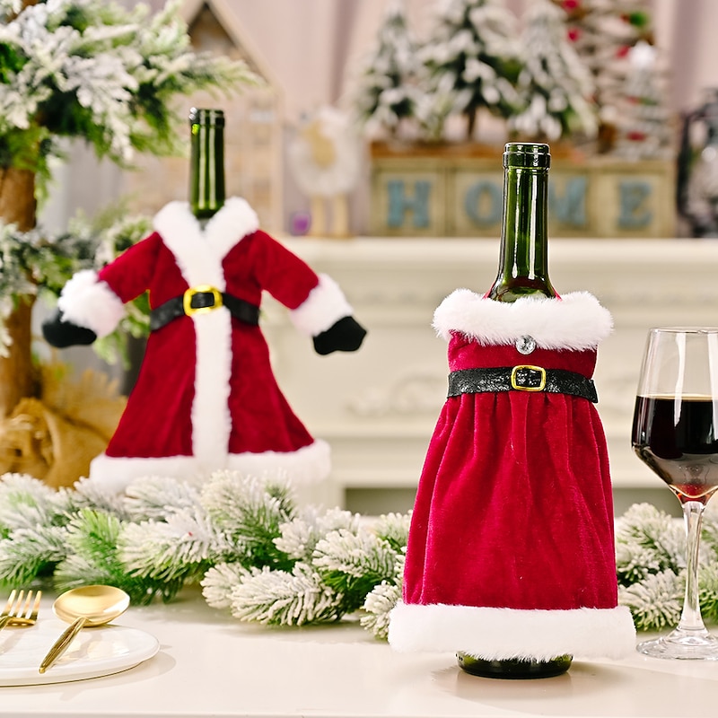 1pc Christmas Wine Bottle Cover,Sweater Santa Claus Wine Bottle Covers Decorations Xmas Wine Bottle Bag Christmas Wine Bottle Dress Coat for Christmas New Year Wedding Holiday Parties Supplier3