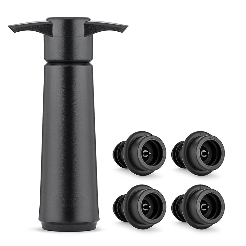Wine Saver Vacuum Pump with 4 Wine Stoppers Preserver Air Pump Wine Sealer Corks for Red Wine Bottle Wine Rubber Barware Vacuum Stoppers and Preserver Reusable Bottle Sealer Keeps Wine Fresh4