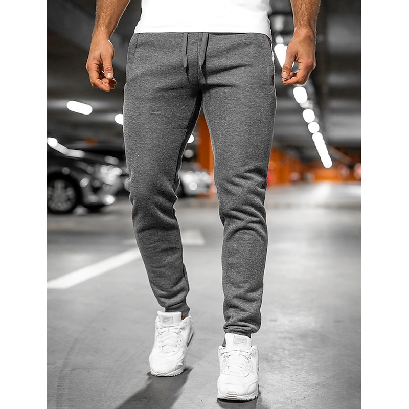 Men's Sweatpants Joggers Pocket Drawstring Elastic Waist Plain Comfort Breathable Outdoor Daily Going out Fashion Casual Black Light Grey4