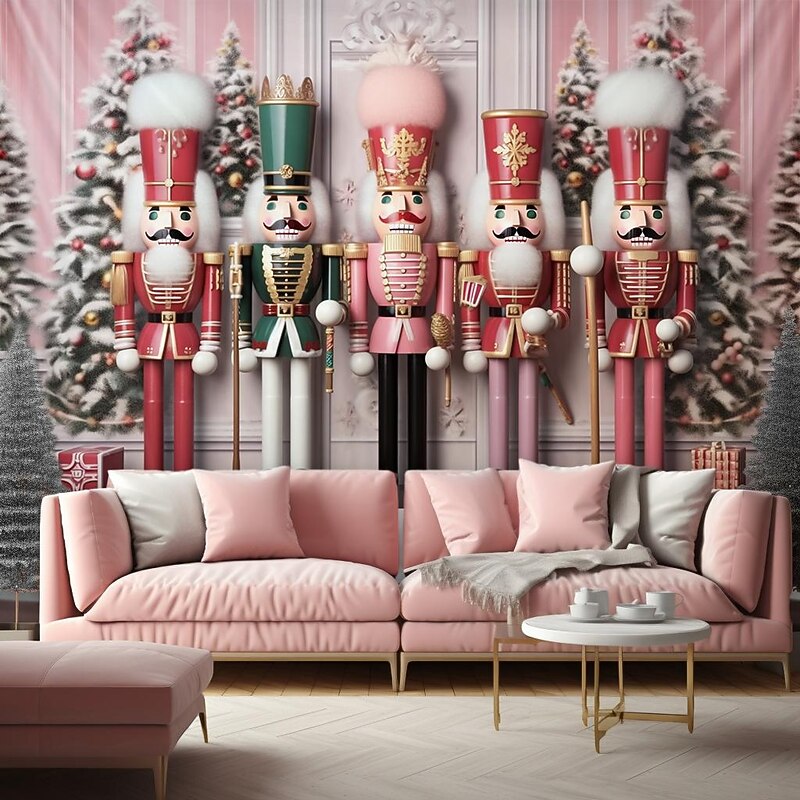 Christmas Decorations Nutcrackers Hanging Tapestry Wall Art Xmas Large Tapestry Mural Decor Photograph Backdrop Blanket Curtain Home Bedroom Living Room Decoration