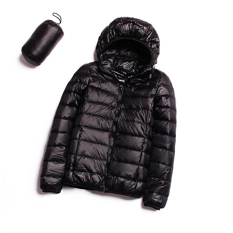 Women's Parka Warm Breathable Zipper Pocket Modern Outdoor Casual Minimalism Plain Street Daily Going out Walking Zipper Hoodie Regular Fit Long Sleeve Outerwear Navy Black Pink Fall Winter2