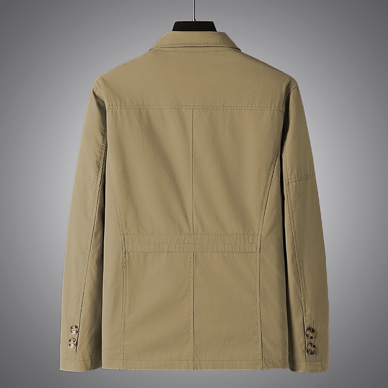 Men's Chore Jacket Daily Wear Vacation Durable Zipper Pocket Fall Winter Solid / Plain Color Comfort Leisure Lapel Regular Black Green khaki Jacket3