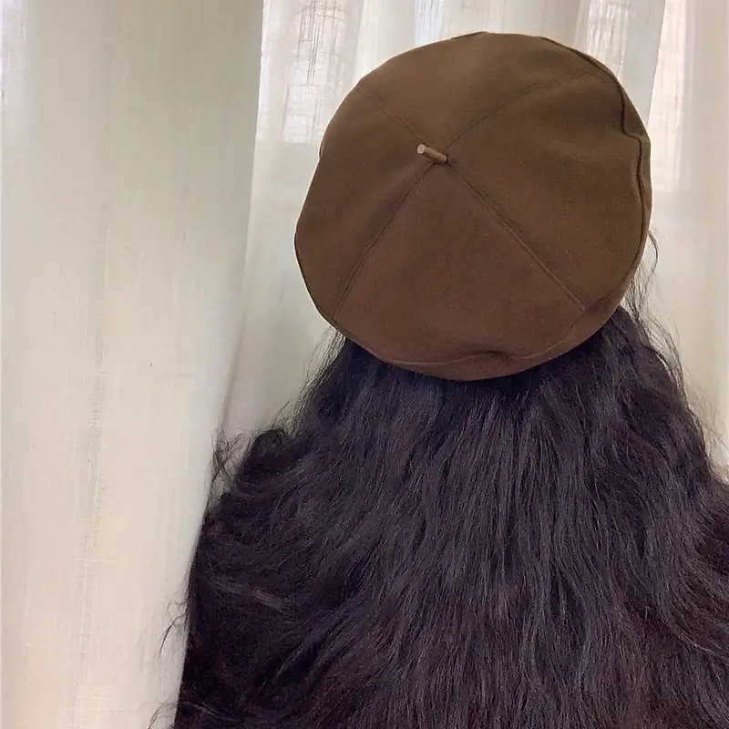 1pc Trendy Casual Brown British Beret With Letter Patched For Women Autumn Winter Painter Fedora Hat2