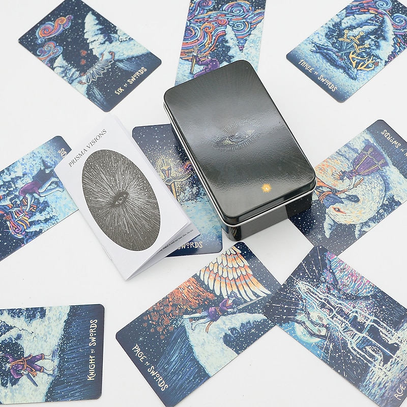 Waite Iron Box Tarot Card Set Card Board Game All English Gold Stamping Oracle Card Paper Instructions Girl Emotions3