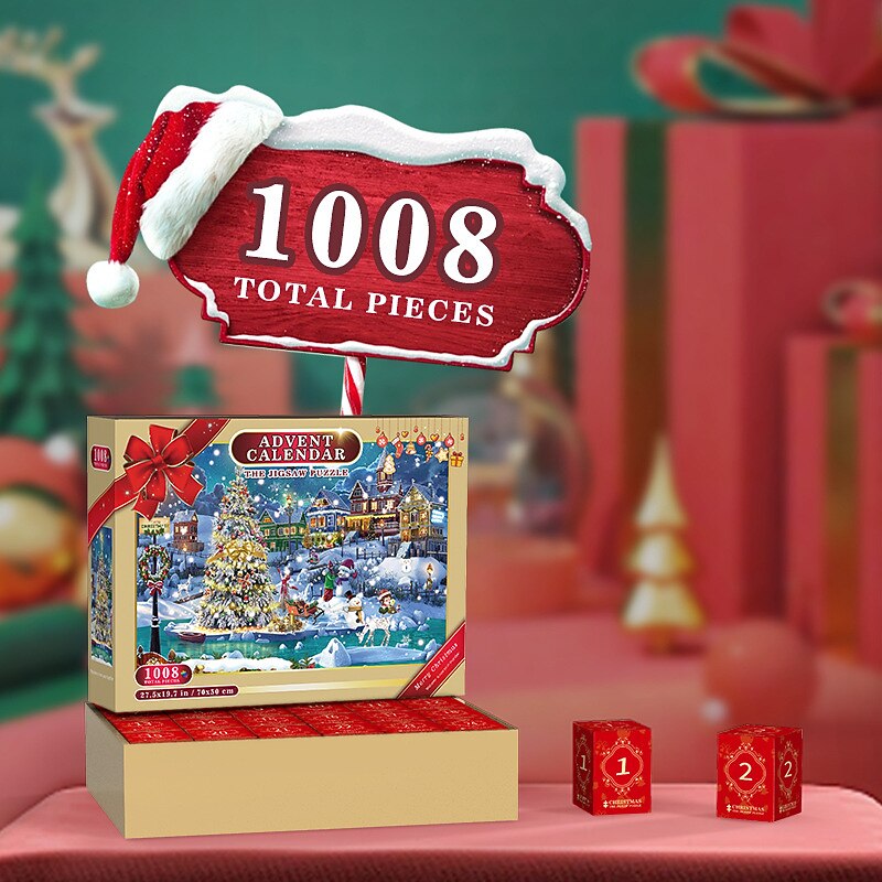 Advent Calendar 2025 Christmas Jigsaw Puzzles Xmas Snowy Night Puzzle 24 Parts 1008 Pieces Puzzles for Adults Teens Kids Jigsaw Puzzles, Christmas Puzzles Xmas Gift3