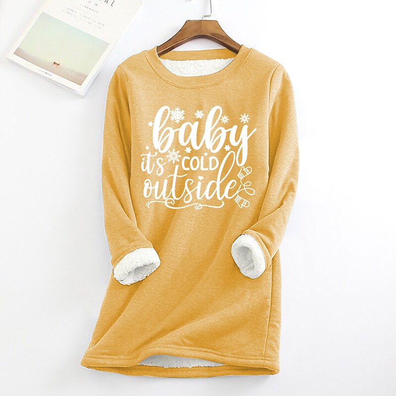 Women's Fleece Lined Pullover Sweatshirt Pajamas Letter Warm Fuzzy Long Sleeve Round Neck Crewneck Long Tops Casual Sports Black Yellow Pink Red Blue Fall & Winter2