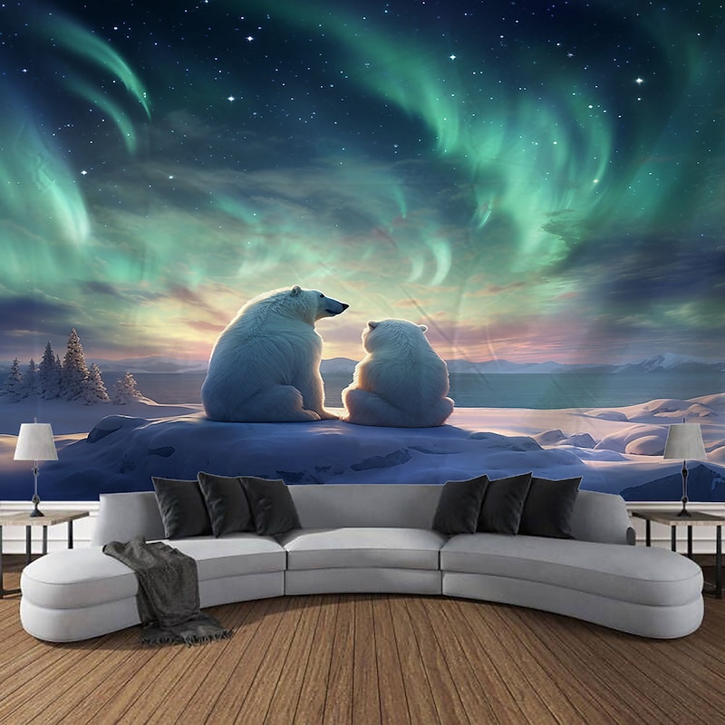 Polar Bear Hanging Tapestry Wall Art Large Tapestry Mural Decor Photograph Backdrop Blanket Curtain Home Bedroom Living Room Decoration4