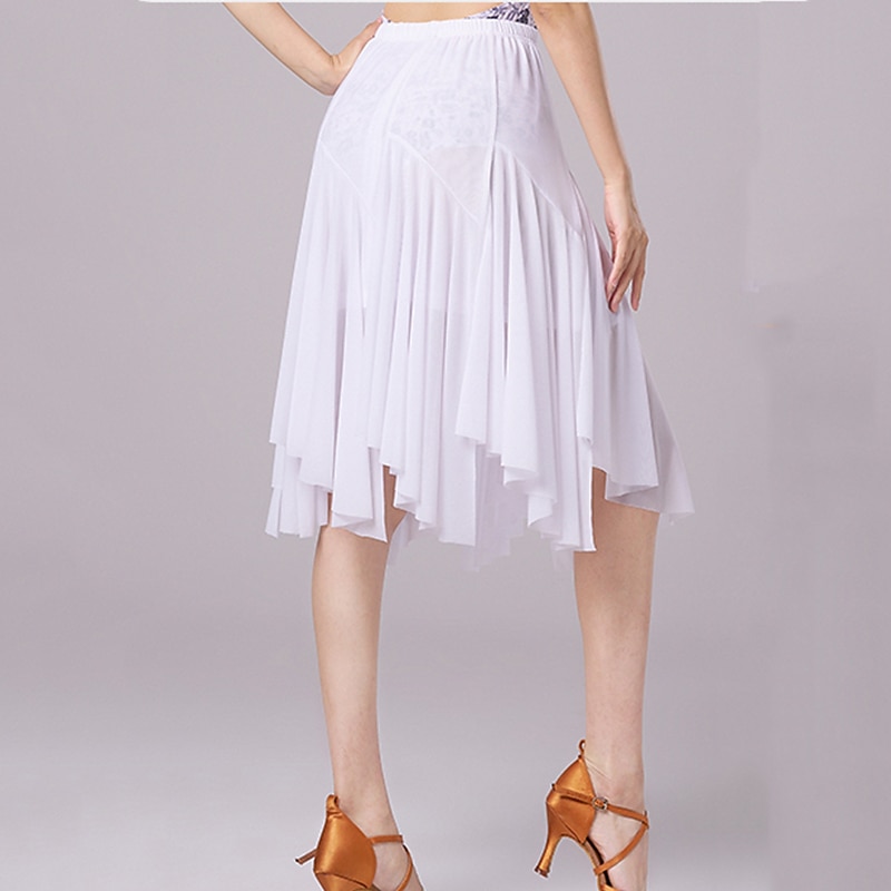 Latin Dance Latin Salsa Dance Skirts Pure Color Women's Performance Daily Wear Natural Tulle2