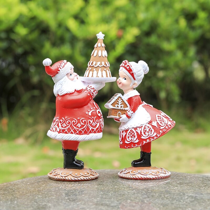 Christmas Decor Gifts for Women Resin Gingerbread Mr,Santa and Mrs.Santa Christmas Collectible Figurines Christmas Decorations Indoor Home Decor4