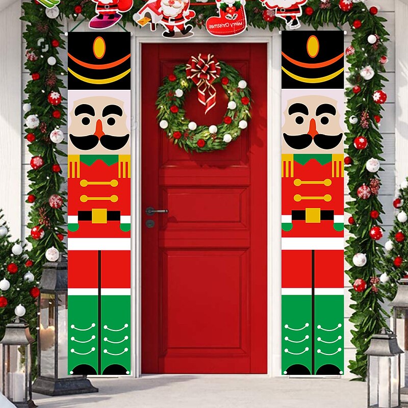 Merry Christmas Door Banner Porch Sign Background Cloth Banner Origin Source Of Goods Christmas Couplet4