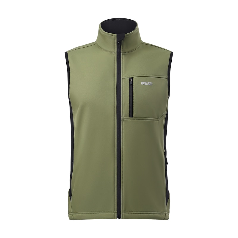 Arsuxeo Men's Cycling Jacket Cycling Vest Windbreaker Winter Waterproof Windproof Warm Breathability Bike Jacket Tracksuit Mountain Bike MTB Road Bike Cycling City Bike Cycling Dark Grey Black Army4