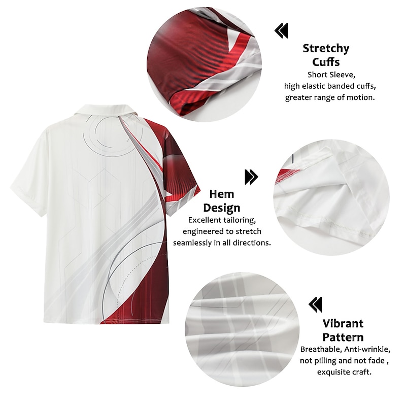 Men's Geometric Zip Polo Shirts Golf Shirt Short Sleeve Polo Shirts Collared Shirts Business Casual Vacation Wear Formal Wear Festival Wear 3D Print Quarter Zip Polo Yellow Army Green Red3