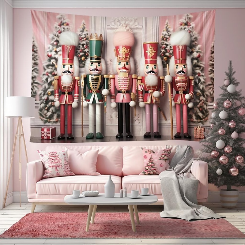Christmas Decorations Nutcrackers Hanging Tapestry Wall Art Xmas Large Tapestry Mural Decor Photograph Backdrop Blanket Curtain Home Bedroom Living Room Decoration2