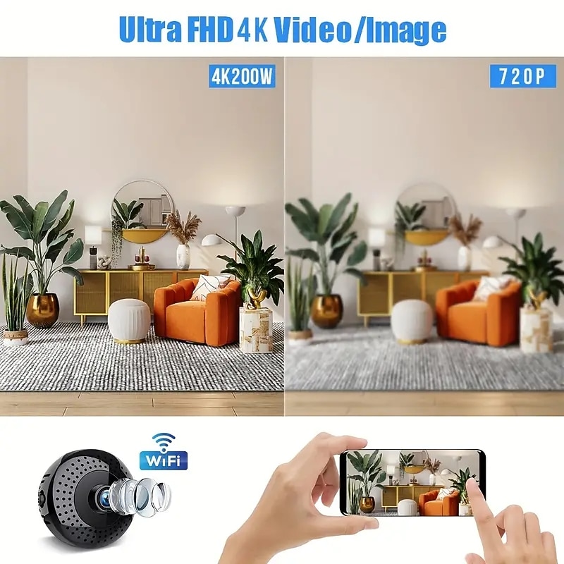 Wifi HD Wireless IP Camera 4K 200W WiFi Camera Mobile Phone Remote Monitoring Built-in Battery Night Vision Function 140 Degree Wide Angle2