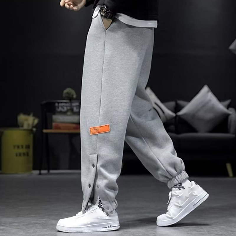Men's Sweatpants Joggers Tear Away Pants Trousers Pocket Plain Comfort Breathable Outdoor Daily Going out Fashion Casual Black Grey4