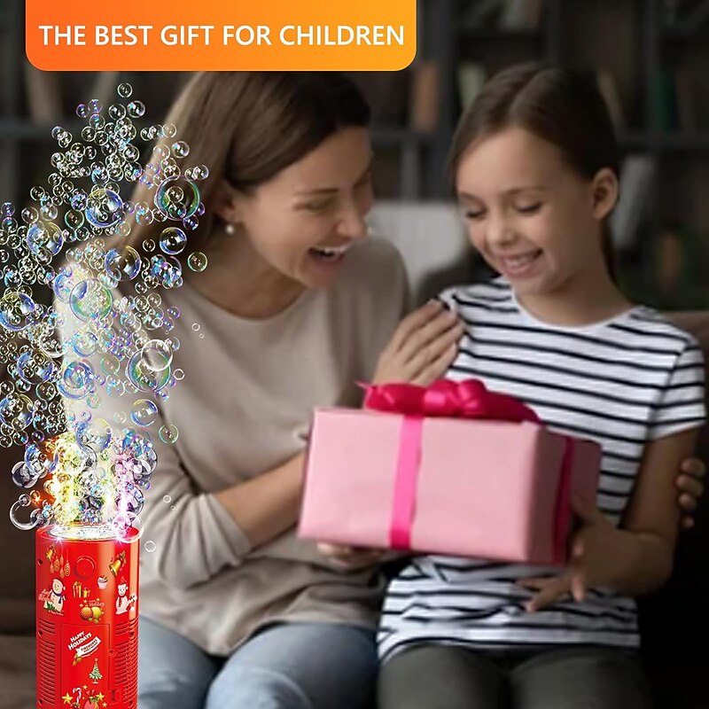 Happy Bubble Machine 13 Holes With Lighting And Sound Effects Holiday Party Bubble Machine Christmas ,Halloween ,Thanksgiving Gifts for Christmas Gifts3
