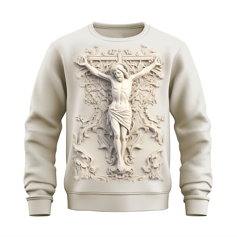 Men's Graphic Jesus Faith Sweatshirts Golf Pullover Sweatshirt Long Sleeve Sweatshirt Crew Neck Fashion Daily Casual 3D Print Vacation Holiday Going out Print Spring &  Fall