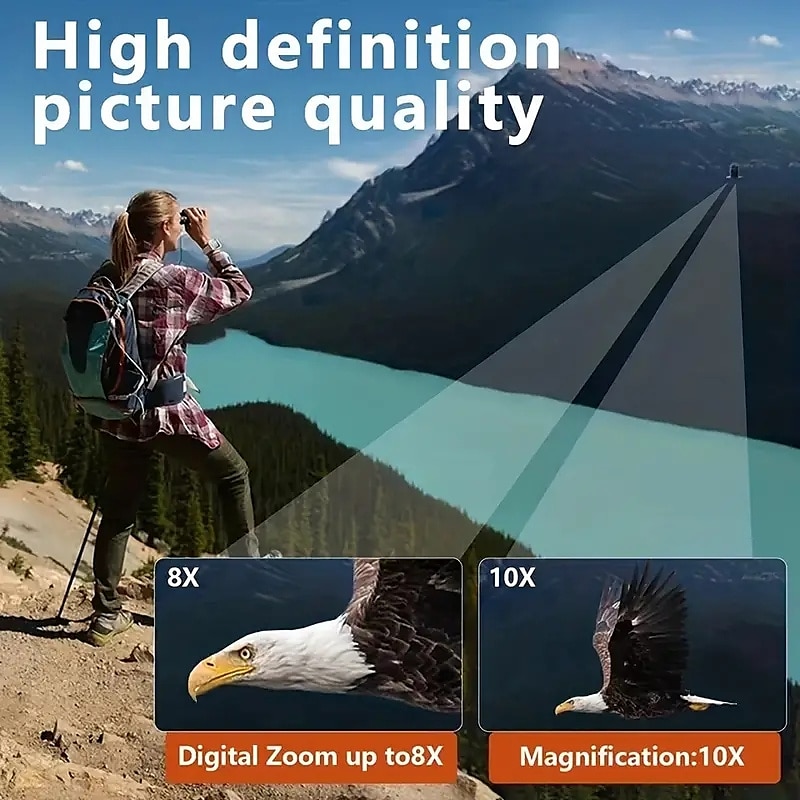 Outdoor HD Powerful Binoculars Screen Video Photo Recorder Telescope Zoom 8X Digital Telescope Portable Travel Camping Battery Capacity No TF Card.3