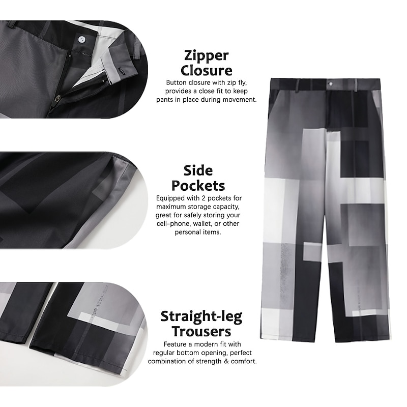 Plaid / Check Graphic Prints Geometry Casual Men's 3D Print Pants Trousers Outdoor Street Wear to work Polyester Pink Blue Green S M L Mid Waist Elasticity Pants2