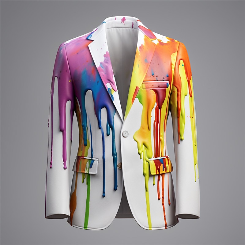 Men's Graffiti Long Sleeve Turndown Business Artistic Work Wear to work Going out Buttons Print Multi Pocket2