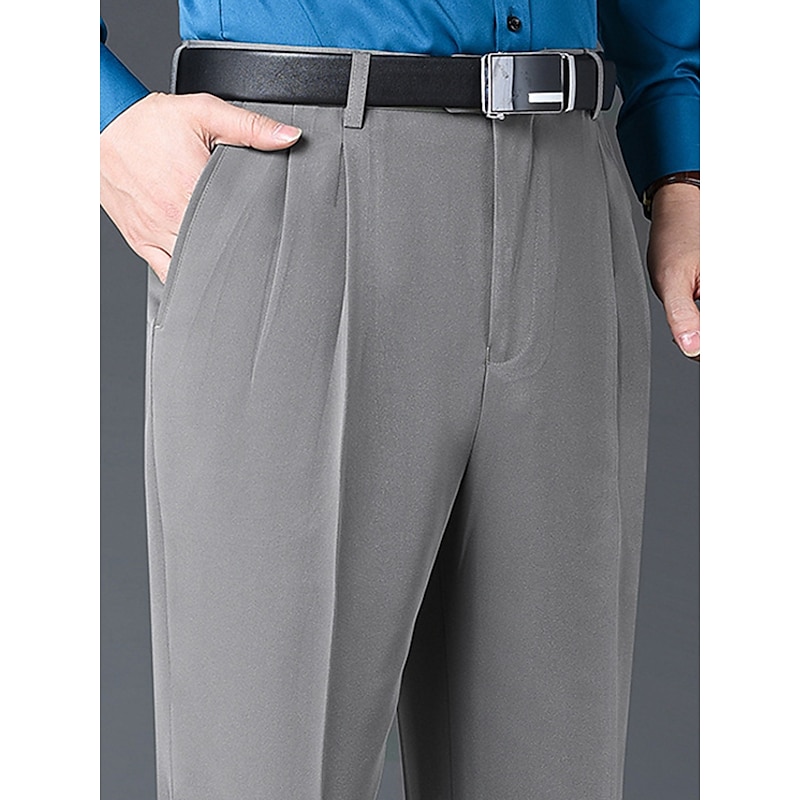 Men's Dress Pants Trousers Suit Pants Pocket Plain Comfort Breathable Outdoor Daily Going out Fashion Casual Black Khaki4