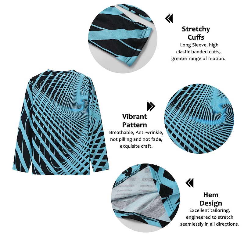 Men's Optical Illusion Graphic Prints T Shirt Long Sleeve T shirt 3D Print Crew Neck Shirt Sports Designer Basic Outdoor Street Daily A B C Spring &  Fall Clothing Apparel S M L XL XXL 3XL 4XL3