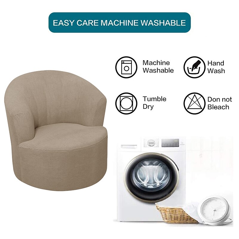 Stretch Swivel Chair Cover Burgundy Club Chair Casual Chair Slipcover Accent Modern Style Round Arm Chair Cover Furniture Protector Thicken Spandex Jacquard Slipcover Washable 7