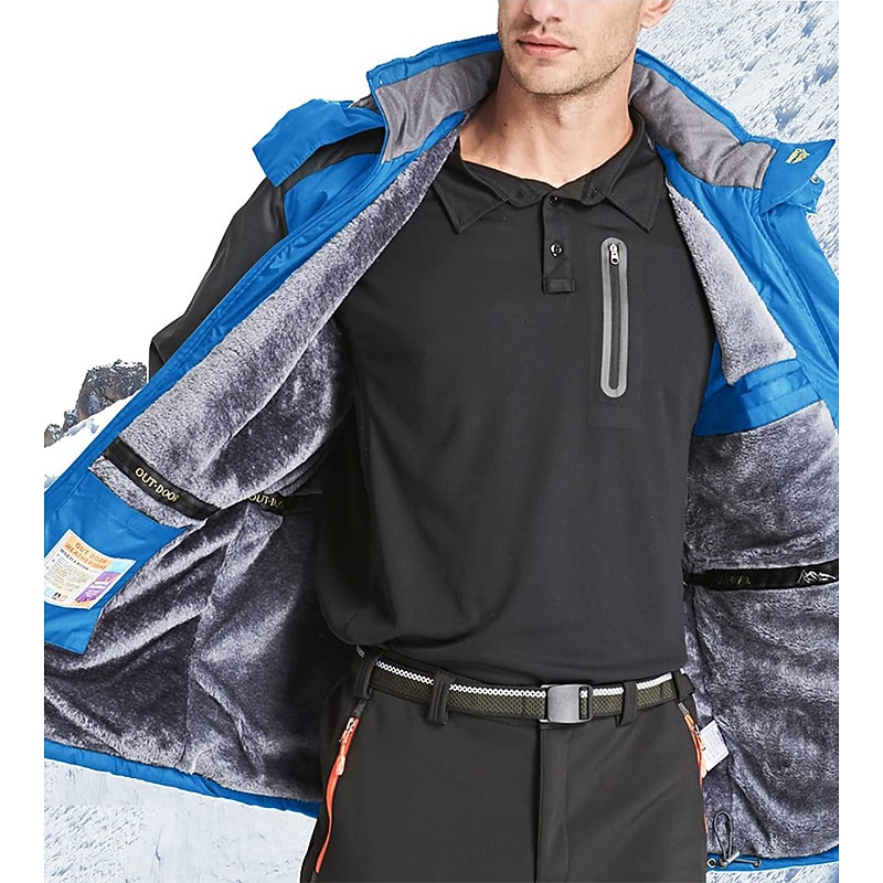 Men's Hoodie Jacket Hiking Jacket Ski Jacket Rain Jacket Outdoor Daily Wear Warm Zipper Pocket Winter Color Block Fashion Streetwear Hooded Regular Black Red Blue Army Green Gray Jacket4