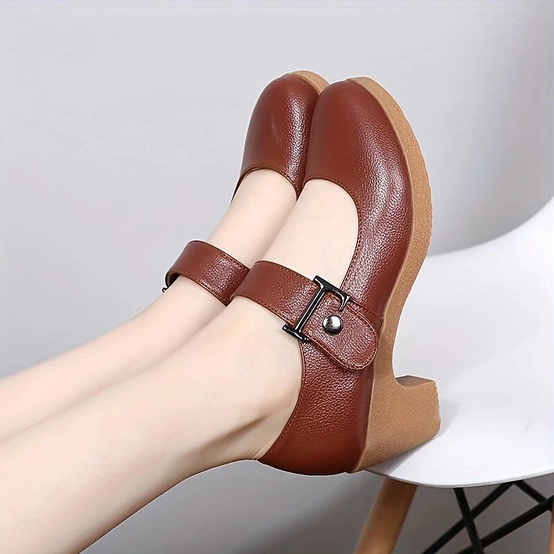 Women's Black Mary Jane Dance Shoes with Hook-and-Loop Strap – Comfortable Mid Heel Ballroom Practice Shoes for Beginners and Social Dancers3