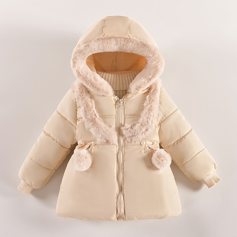 Toddler Girls' Hoodie Jacket Kids Puffer Jacket Active Zipper School Coat Outerwear 3-7 Years Spring Pink Navy Blue Beige3