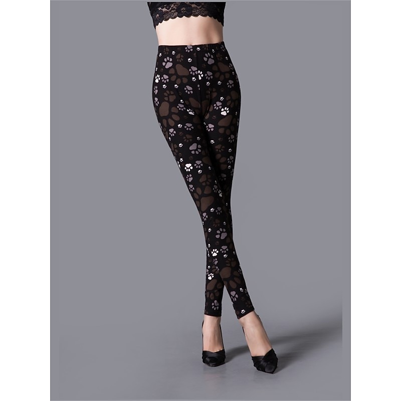 Women's Leggings Cozy Leggings Active Fashion Streetwear Ankle-Length High Waist Floral Animal Dot Printing High Cut Breathability Soft Comfortable Micro-elastic Outdoor Yoga Street dark brown Grey3