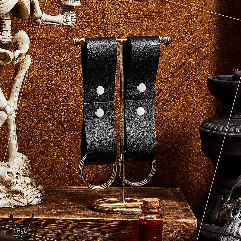 Viking Tool Belt Hoop Medieval LARP Carnival Halloween Costume PU Leather For Unisex