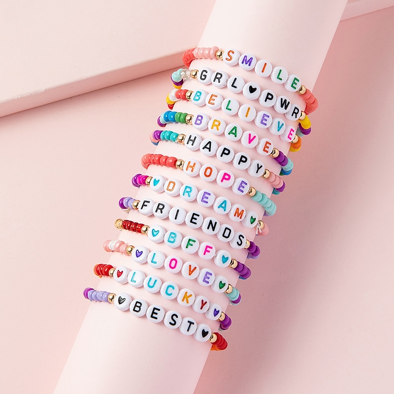 Random 12 Pcs Taylor Inspired Bracelets Set Friendship Bracelets for Women Girls Eras Tour Anti Hero 1989 Lover Reputation Outfits Jewelry for Swiftie Fans