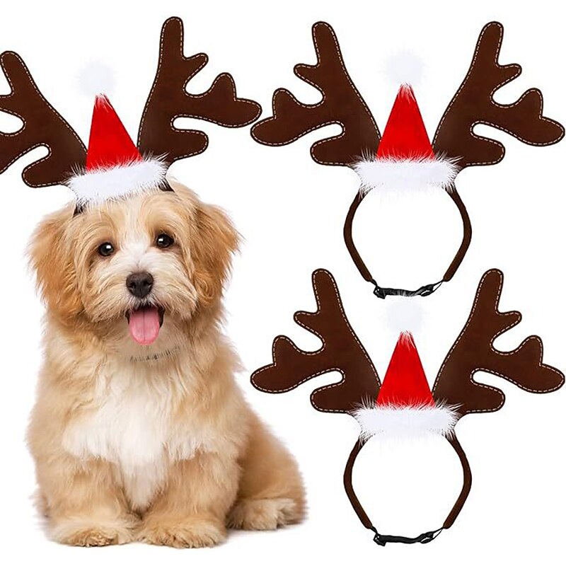 Dog Christmas Outfit Christmas Decorative Headwear Party Deer Horn Hair Band Cute Personalized Dress Up