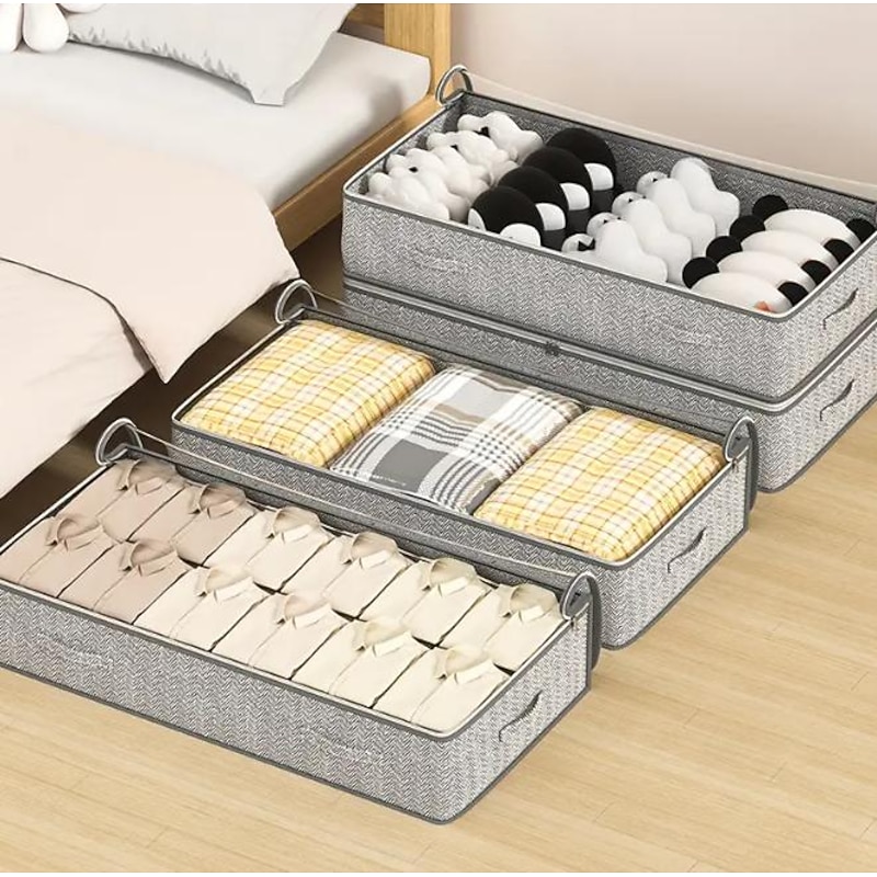 Bed Bottom Storage Bag, Visual Storage Bag, Large Capacity Storage, Moisture-proof And Dust-proof, Zipper Closed, Can Store Clothes, Pants, Quilt, Quilt, Underwear, Toys, Books, Etc3