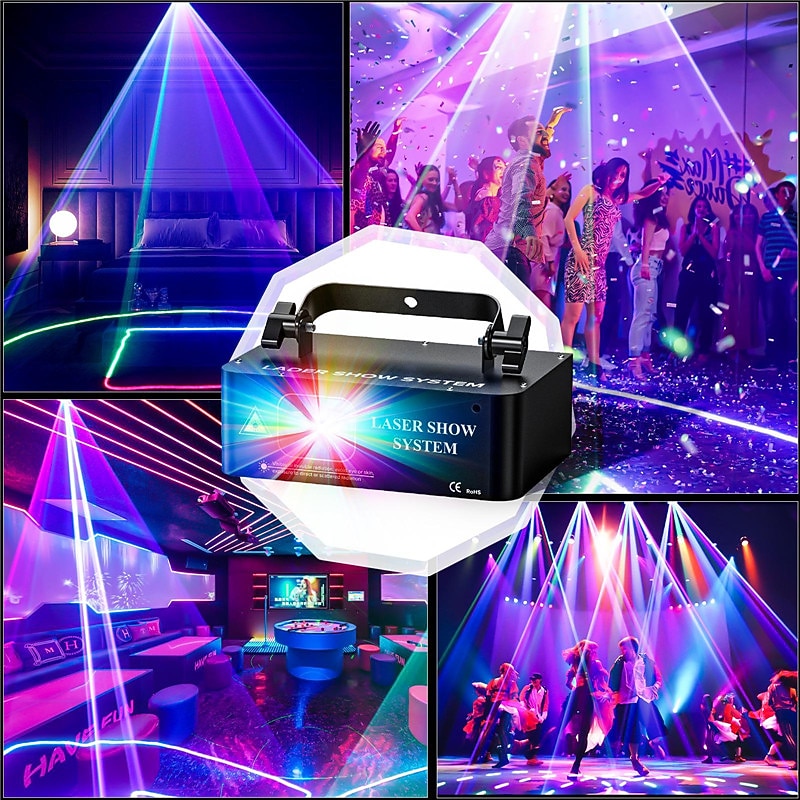 DMX512 LED Indoor Stage Lights RGB Laser Scanner Beam Effect Stage Light Sound Activated Bedroom Laser Projector Lighting Show for DJ Disco Church Birthday Party Xmas4
