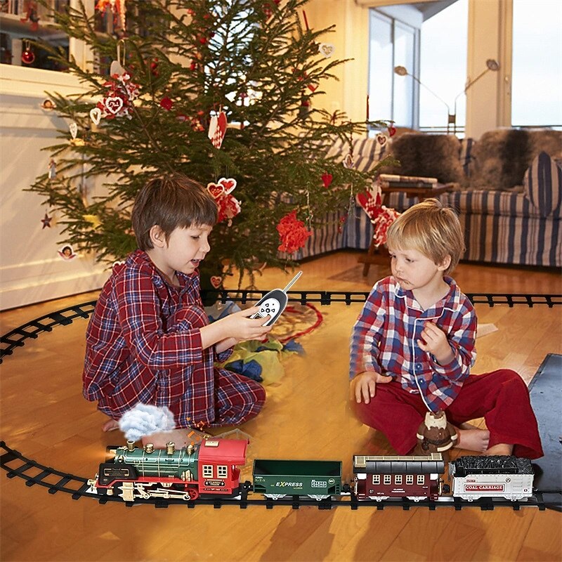 Christmas Train Set - Rechargeable Battery and Remote - Around The Christmas Tree with Water Steam Music & Lights - Electric Train Toy Gift Toys for Age 3 4 5 6 7 8 Kids Toddlers for Christmas Gifts2