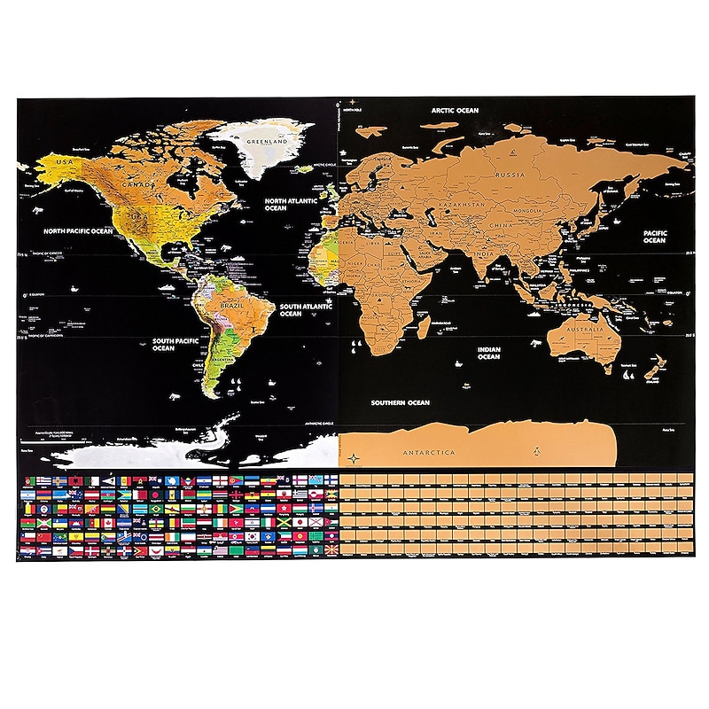 Scratch Map of the World, Scratch off Large Travel Destination Tracker Gift World Map Poster, Christmas Deocr Gift3