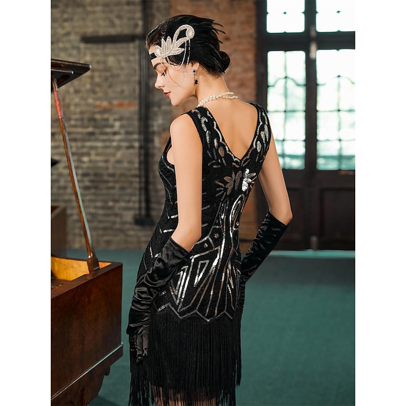 Retro Vintage Roaring 20s 1920s Flapper Dress Outfits Waistcoat The Great Gatsby Gentleman Sequins Tassel Fringe Fancy Dress Men's Women's New Year Masquerade Party Prom Adults' Costume Homecoming3