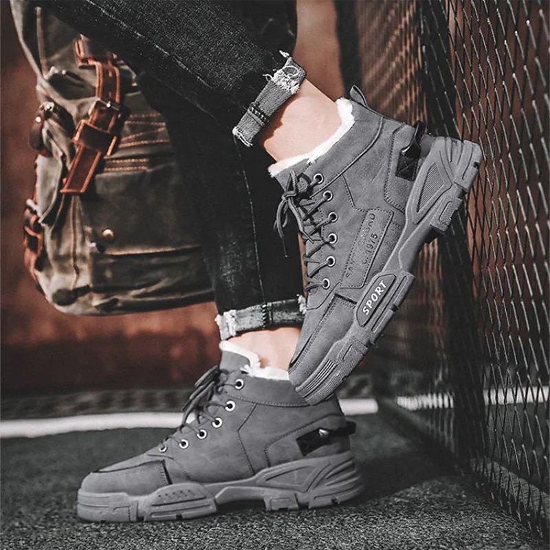 Men's Fleece Lined Winter Boots, Waterproof and Warm High-Top Lace-Up Shoes, Anti-Slip Outdoor Snow Boots for Cold Weather4