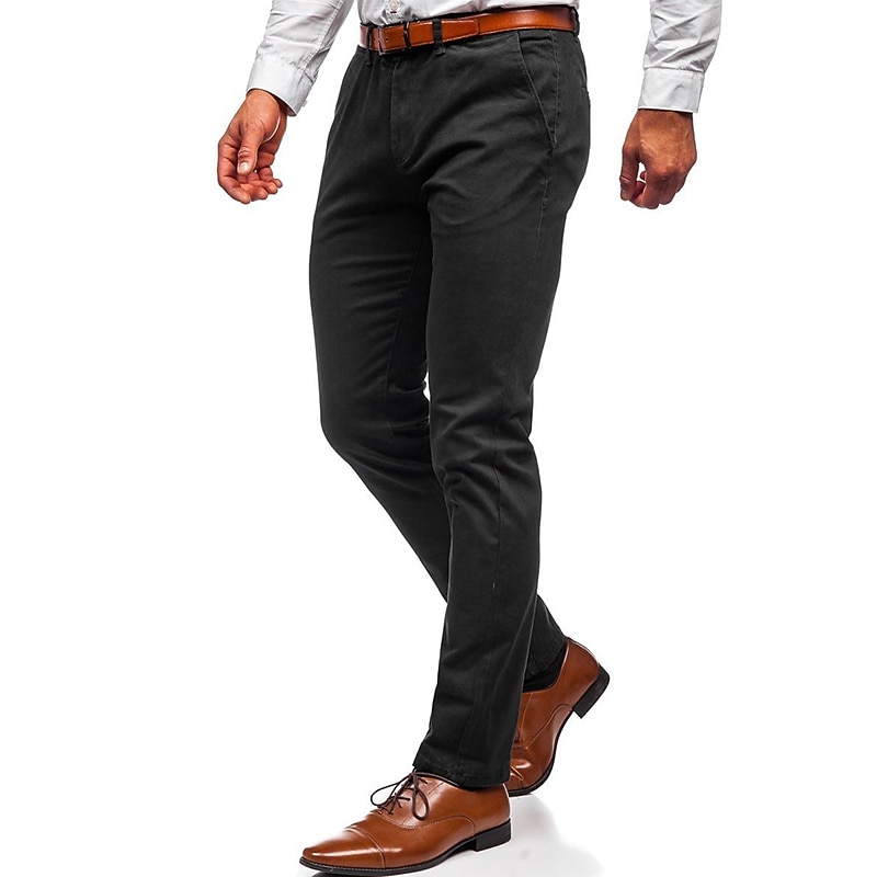 Men's Trousers Chinos Chino Pants Pocket Plain Comfort Soft Outdoor Daily Going out Fashion Casual Black White