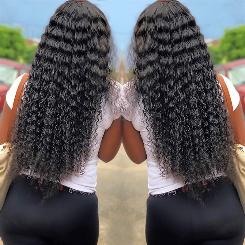 Deep Wave Bundles Human Hair 3 Bundles 16 18 20 Inch 10A Brazilian 100% Unprocessed Virgin Human Hair Wet and Wavy Bundles Deep Curly Weave Human Hair Extensions Natural Black2