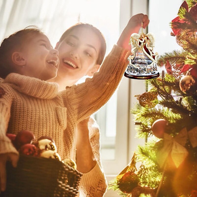 Christmas Tree Decoration, Santa Claus 2D Acrylic Hanging Crafts Car Pendant Xmas Gift Home Decoration3