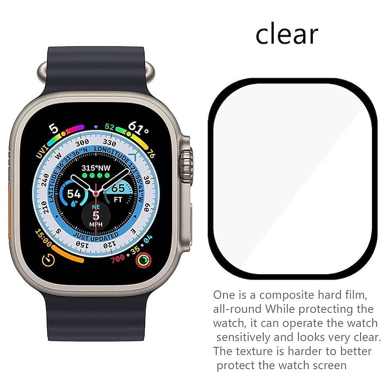Screen Protector Film for iWatch Ultra/Ultra 2 Series 9 8 7 6 SE 5 4 3 2 1 for Apple Watch 49mm 44mm 40mm  Soft / Tempered glass Protective Accessories（3/1pcs film）4