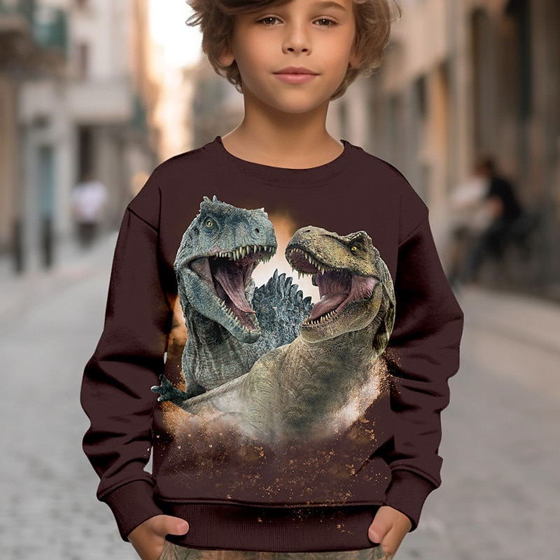 Boys 3D Dinosaur Sweatshirt Pullover Long Sleeve 3D Print Fall Winter Fashion Streetwear Cool Kids 3-12 Years Outdoor Casual Daily Regular Fit2