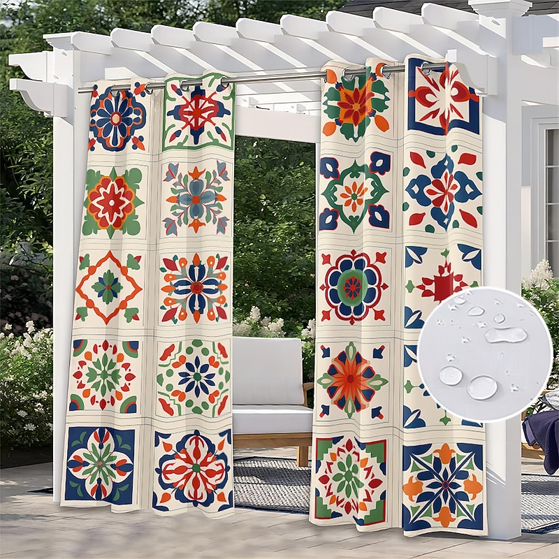 Waterproof Outdoor Curtain Privacy, Sliding Patio Curtain Drapes, Pergola Curtains Grommet For Gazebo, Balcony, Porch, Party4